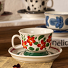 芬兰中古咖啡杯碟，套装高颜值陶瓷带勺马克杯手绘复古下午茶拿铁杯