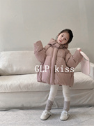 韩国童装2023冬装新女童洋气纯色加厚羽绒服宽松面包白鸭绒外套