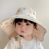 小兔图案防晒帽子夏季时尚，大檐婴儿童遮阳帽男宝宝女童披肩太阳帽