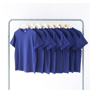 复古重磅270克中世纪蓝宝蓝色，纯棉全棉圆领，短袖t恤男士女常规潮