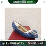 香港直邮salvatoreferragamo菲拉格慕绿色女士坡跟鞋0585075