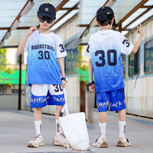 夏季球衣儿童篮球服套装，男女童短袖，速干比赛训练服男孩潮流运动服
