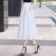 2024夏季白裙流行半裙中长款裙子女夏白色(夏白色)半身裙，a字半身长裙