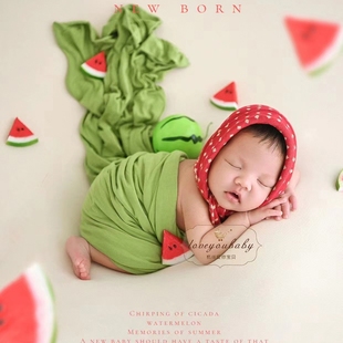 新生儿摄影道具背景，裹布满月拍照婴儿宝宝月子，照西瓜主题拍摄套装