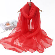 丝巾女百搭纱巾春夏季围巾超大红色加长款薄款夏款洋气时尚披肩