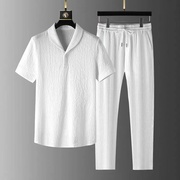 短袖t恤套装男夏季潮牌轻奢高级感薄款穿搭一整套休闲运动两件装