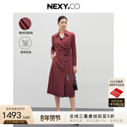 nexy.co奈蔻秋季时尚经典，百搭红色气质风衣外套女士流行大衣