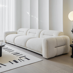 穆瑞家具模块组合沙发客厅，法式复古直排三人小户型奶油风布艺沙发