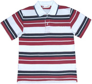 男童纯棉POLO领短袖T恤夏季外贸品牌儿童全棉网眼透气红白宽条纹