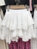 蛋糕短裙裤女夏设计感高腰a字芭蕾风蕾丝荷叶边白色半身裙小个子