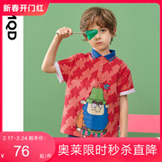MQD童装男大童红色polo衫夏季儿童翻领韩版洋气T恤上衣