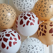 老虎纹棕色奶牛豹纹，动物印花卡通乳胶气球，儿童生日派对装饰