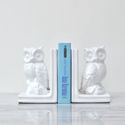 抽象后现代时尚创意北欧陶瓷白色猫头鹰书靠书挡摆设家居书房饰品