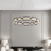 意式极简 现代简约客厅吊灯全铜餐厅个性圆环LED北欧玻璃卧室