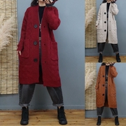 韩版简约气质中长款针织开衫女2021冬季宽松慵懒风毛衣厚外套