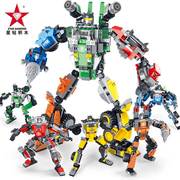 星钻积木拼装积变战士，男孩子变形机器人金刚恐龙，中国积木玩具拼图