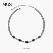 MGS曼古银夜未央系列重手工黑玛瑙宝石轻奢项链高级感复古锁骨链