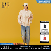 Gap男女装2024春季logo复古V领撞色套头卫衣长袖上衣885519