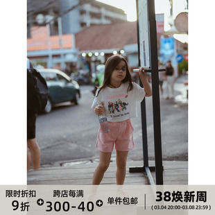 史豌豆女童刺绣樱桃热裤2024夏季洋气儿童时髦女宝宝休闲短裤