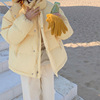羽绒棉服女短款小个子，2023年冬季奶黄色连帽面包，服棉服潮