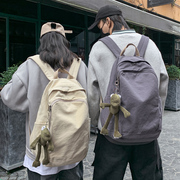 大容量双肩包女韩版百搭书包，男高中学生日系ins潮流复古帆布背包