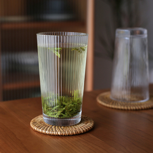 然而家日式复古耐热玻璃杯，无铅vintage冰，美式咖啡泡茶水饮品杯子