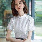 2024年春夏短袖白色衬衫女设计感小众气质，衬衣职业正装工作服上衣