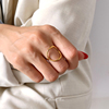 北欧个性设计几何镂空圆圈戒指 简约ins红人混搭叠戴食指环钛钢女