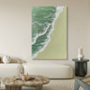高档绿色海浪风景纯手绘油画玄关立体肌理挂画侘寂风高级感客厅装