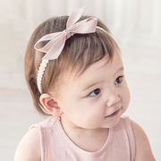f302韩国进口女宝宝，蝴蝶结发带公主头花，婴幼儿童百天周岁摄影配饰