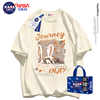NASA联名夏季美式重磅纯棉短袖T恤女潮牌日系甜美宽松舒适五分袖