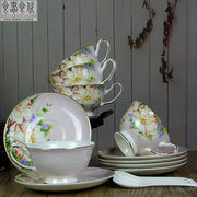 欧式咖啡杯骨瓷套装田园英式下午红茶杯浪漫陶瓷花式咖啡具带架子