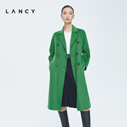 lancy朗姿羊毛大衣女2022冬季收腰显瘦双排扣双面呢女士外套
