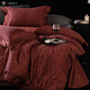 高档大红色床单四件套全棉，纯棉被套罩轻奢，高级感印花结婚床上用品