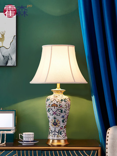 欧式陶瓷台灯卧室床头灯，家用温馨房间台灯美式艺术装饰节能全