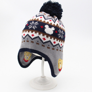 冬季新韩版儿童线帽男童卡通，小熊毛线帽中小童宝宝，套头护耳帽冬帽