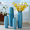 陶瓷客厅蓝色花瓶北欧风格落地瓶子插仿真花套装现代简约摆件大号