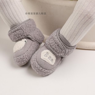 0-1岁新生婴儿秋冬鞋子3-6-12个月，宝宝保暖防掉软底，学步棉鞋不掉