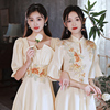 中式伴娘服2024夏季姐妹团礼服小个子，平时可穿大码旗袍伴娘裙