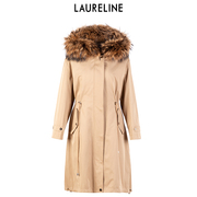 laureline洛瑞琳冬季卡其色连帽毛领加厚抗寒舒适中(舒适中)长款尼克服女