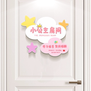 小公主房间装饰布置门贴挂牌女孩儿童房，创意卧室门墙面墙贴门牌
