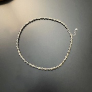 珠珠短项链花珠子choker925纯银，串珠天然石复古(石复古)颈链饰品