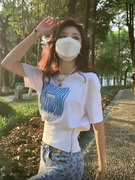 短袖t恤蝙蝠衫2023夏季韩版网红个性，印花百搭宽松显瘦上衣女