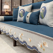 新中式沙发垫全包沙发套罩四季通用座垫子实木高档防滑坐垫盖布巾