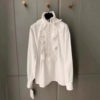 珍藏版高端重工钉珠复杂领口装饰府绸棉宽松休闲白色衬衫