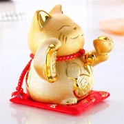 金色招财猫摆件小号大号陶瓷储蓄罐开运发财猫开业6寸12