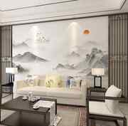 新中式客厅电视背景墙壁纸3d意境墙纸壁布沙发影视墙布水墨山水画