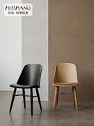 北欧实木餐椅简约设计师家用靠背，创意客厅n奶，茶店饭厅软包咖啡椅