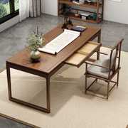 新中式全实木电脑桌家用老榆木书桌办公桌书房写字书法桌毛笔桌子