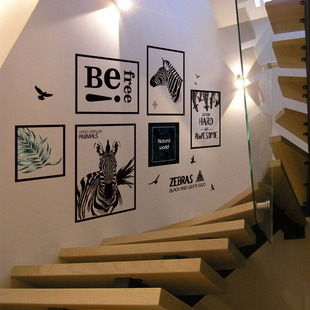 创意3d立体北欧风麋鹿自粘墙贴纸客厅玄关楼梯墙面布置贴画可移除